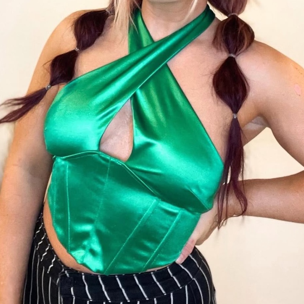 Better Be Teal Satin Tank Top